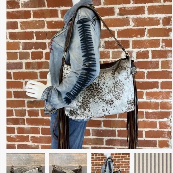 Holy Cow Couture “Designer” Western  Hair On Hide With Fringe Leopard Purse - Picture 7 of 7